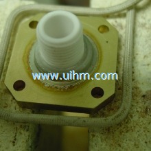 induction soldering ceramic feed thru to brass housing