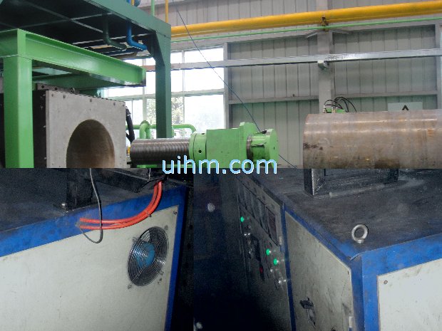 induction bending D720mm steel pipe by 1000KW SCR induction heater (UM-SCR-1000KW)