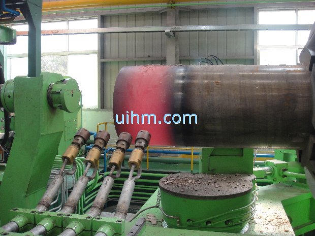 induction bending D720mm steel pipeline by 1000KW SCR induction heater (UM-SCR-1000KW)