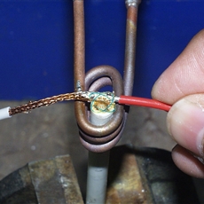 induction soldering co-axial wire