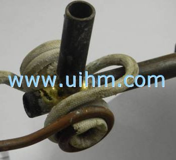 induction brazing stainless steel pipe by ear shape induction coil
