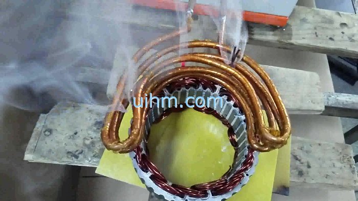 Induction Heating multi wire bundles of rotor with a cambered induction coil