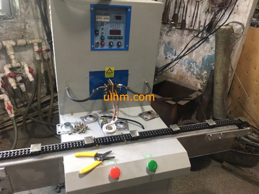 induction brazing SS steel parts with auto feed system by UHF induction heater_1