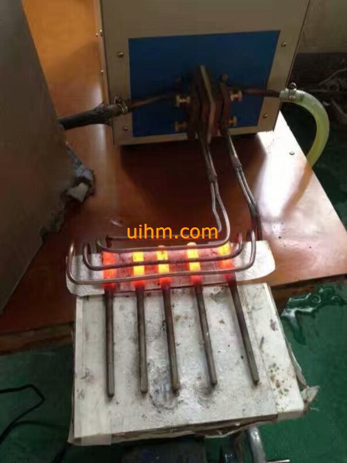 induction forging 5 bolts ends by L shape induction coil