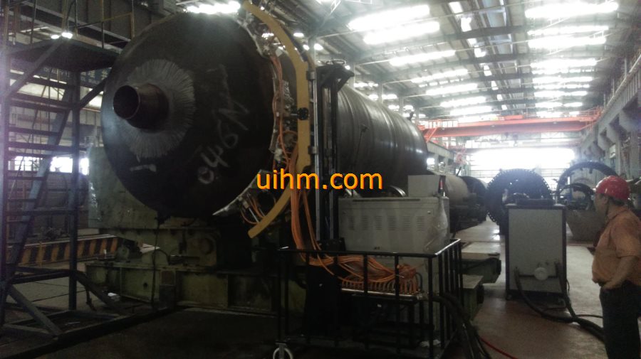 induction tempering steam tank by water cooled flexible induction coil and 120KW MF induction power supply_2