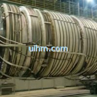 induction preheating hydroturbine shaft by full air cooled dsp induction heating machine