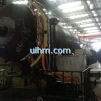 induction tempering steam tank by water cooled flexible induction coil and 120kw mf induction power