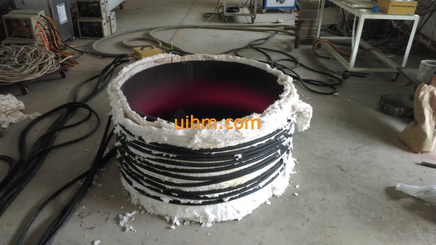 induction heating steel pipes by water cooled flexible induction coil and 120KW RF induction power supply_2
