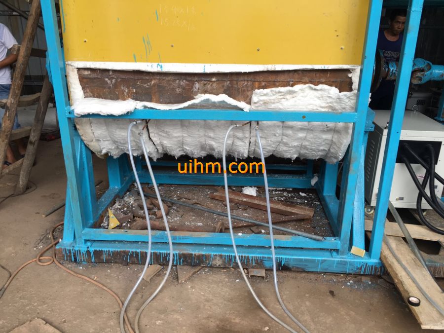 induction heating steel water tank by customized half-open induciton coil and 100KW induction power supply_2