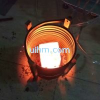 induction heating SS steel block by MF induction heater