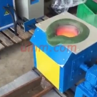 induction melting copper by um-40ab-mf tilting furnace